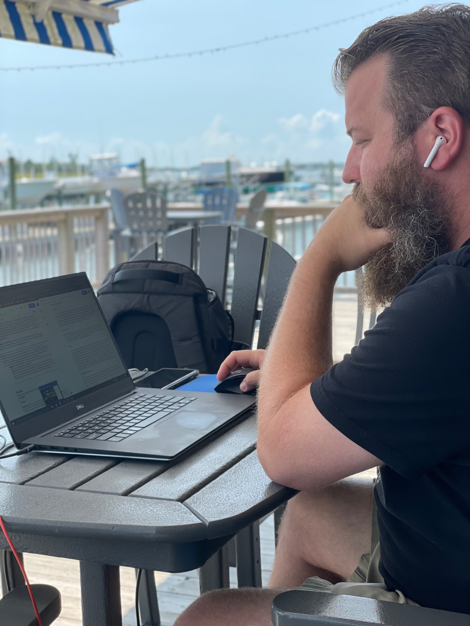 Working remotely by the marina